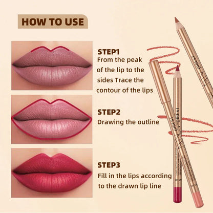 Set 12 Crayons à Lèvres Mat – Waterproof & Longue Tenue | Lip Liner Non-Transfert pour Contour Précis & Maquillage Parfait🚚 Livraison rapide FelizShop