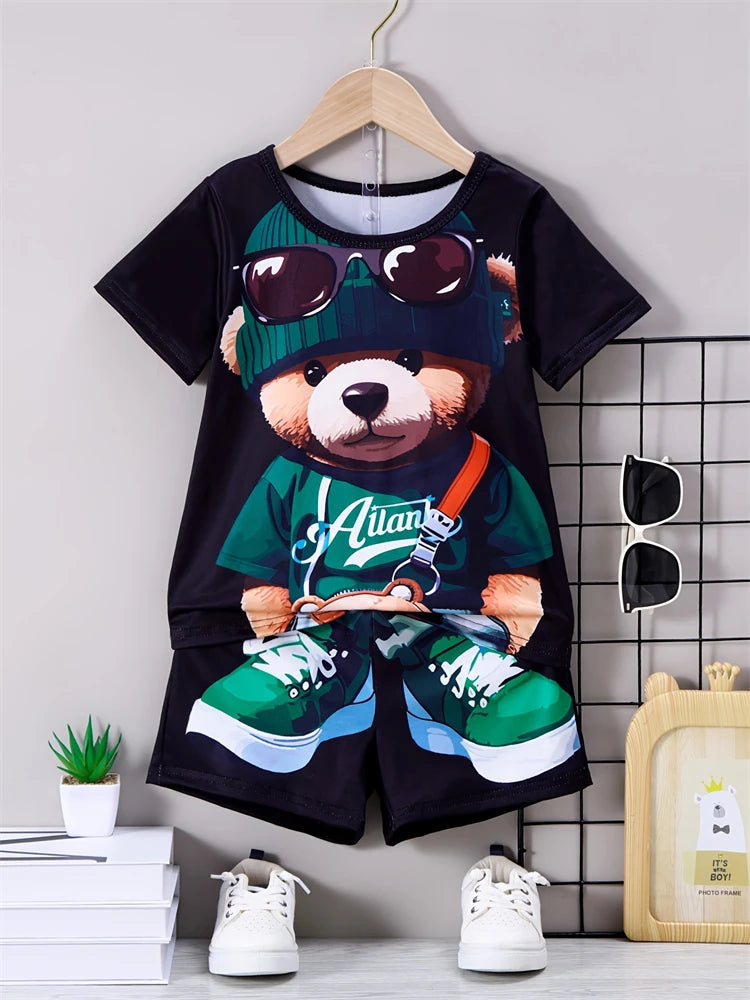 Ensemble Été 2025 Homme – T-Shirt + Short Imprimé Ours – Style Streetwear & Respirant🚚 Livraison rapide en 8 à 12 jours ouvrés depuis la France FelizShop