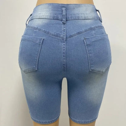 Short en Jean Femme – Taille Haute, Effet Push-Up, Tissu Élastique, Coupe Slim Déchirée, Look Mode & Féminin🚚 Livraison rapide en 8 à 12 jours ouvrés depuis la France FelizShop