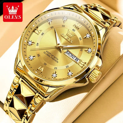Montres Couple OLEVS 2906 – Montre Homme & Femme Quartz Luxe Étanche Acier FelizShop