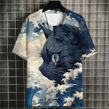 T-shirt Homme Chat Samouraï – Style Harajuku Oversize🚚Livraison rapide gratuite et sécurisée FelizShop