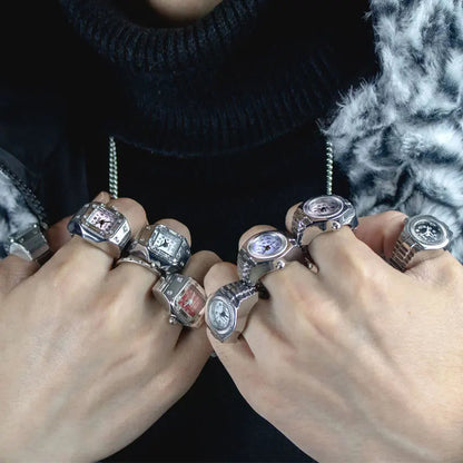 Bague Montre Rétro Punk – Anneau Quartz Vintage avec Chiffres Romains FelizShop