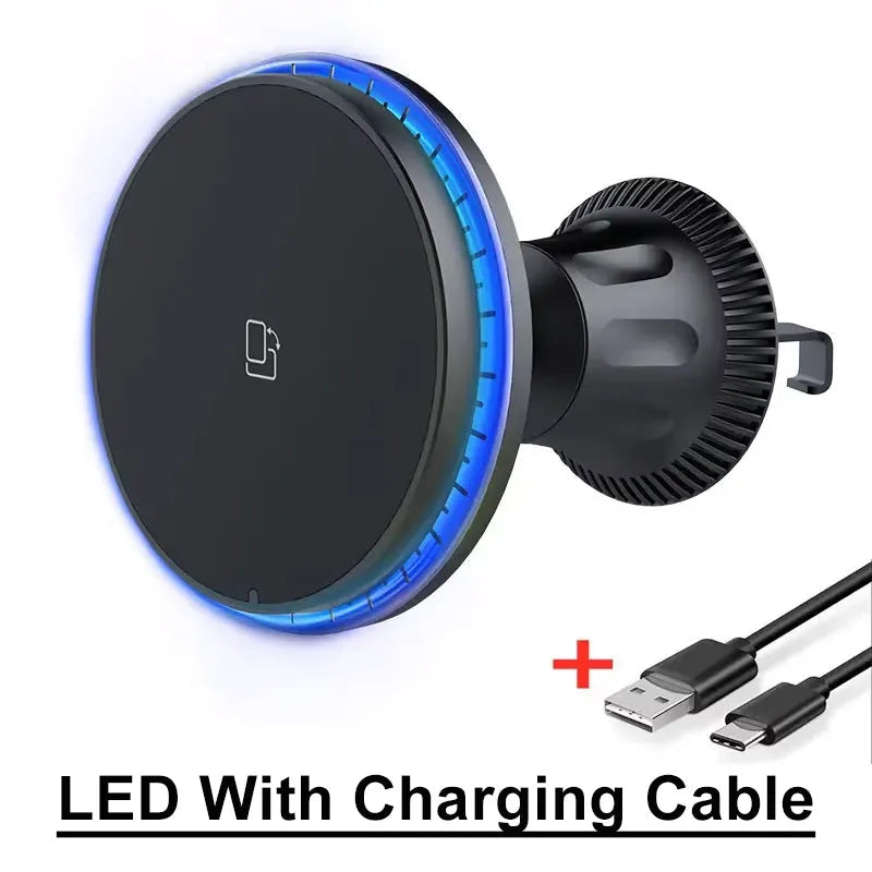 Chargeur sans fil magnétique pour voiture 30W RGB — Compatible iPhone 12, 13, 14, 15 Pro Max (MagSafe), support de téléphone voiture avec fixation, station de charge rapide 🚚 Livraison rapide en 8 à 12 jours ouvrés FelizShop