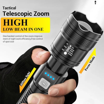 High Strong Power Led Flashlights 2000LM Tactical Torch with Display Light USB Charging Camping Fishing Emergency Zoom Lantern🚚Livraison gratuite rapide et sécurisé FR FelizShop