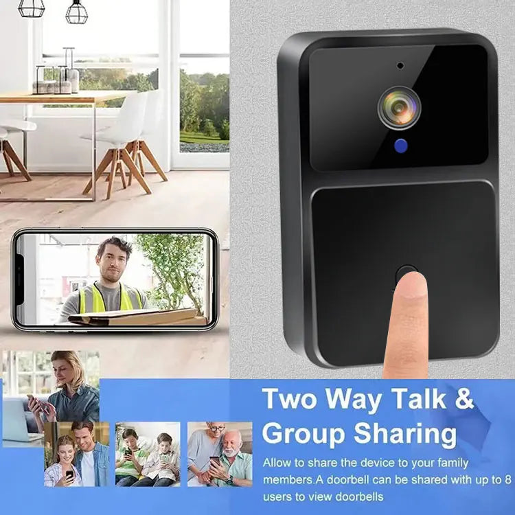 Caméra de Sonnette Vidéo WiFi – Vision Nocturne HD, Sans Fil, Batterie Intégrée, Interphone Bidirectionnel avec Modulation de Voix, Sécurité Intelligente pour la Maison 🚚 Livraison rapide en 8 à 12 jours ouvrés FelizShop
