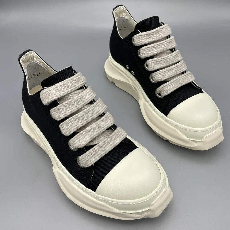 Chaussures casual pour homme — Sneakers en toile à lacets larges — Baskets compensées pour homme, semelle épaisse — Sneakers femme à rehaussement de hauteur🚚 Livraison rapide FelizShop