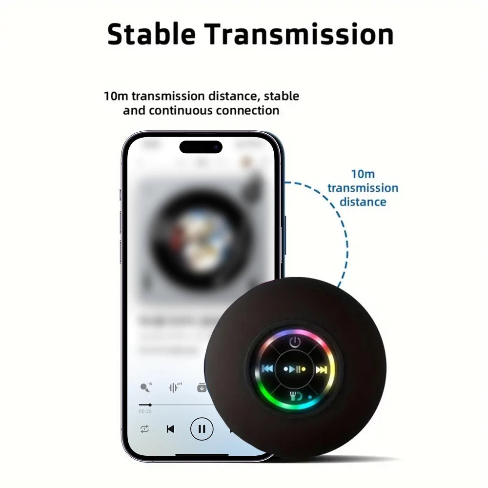 Enceinte Bluetooth Portable Sans Fil avec LED – Haut-parleur Étanche IPX4, Ventouse Puissante, Mini Son Stéréo, Idéal pour la Salle de Bain et l’Extérieur 🚚 Livraison rapide en 8 à 12 jours ouvrés depuis la Fran FelizShop