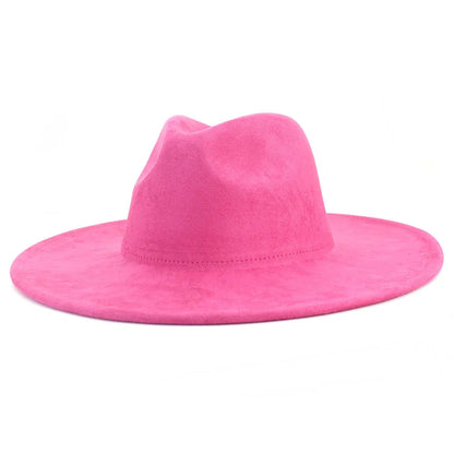 9.5 CM Big Brim Jazz Fedora Hats Men Suede Fabric Heart Top Felt Cap Women Luxury Designer Brand Party Green Fascinator Hats FelizShop