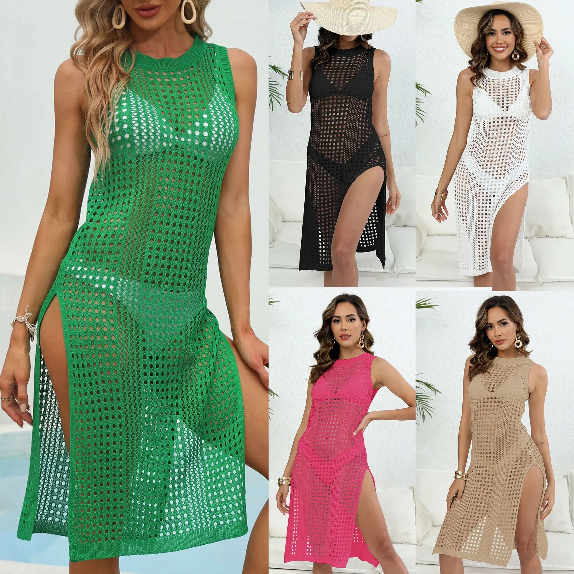 Robe de plage femme – Robe de couverture bikini, tricotée avec fentes et détails ajourés, style débardeur croisé. Vêtement de plage tendance.
🚚Livraison gratuite rapide et sécurisé FR FelizShop