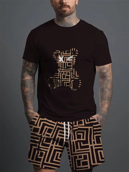 Ensemble Été 2025 Homme – T-Shirt + Short Imprimé Ours – Style Streetwear & Respirant🚚 Livraison rapide en 8 à 12 jours ouvrés depuis la France FelizShop