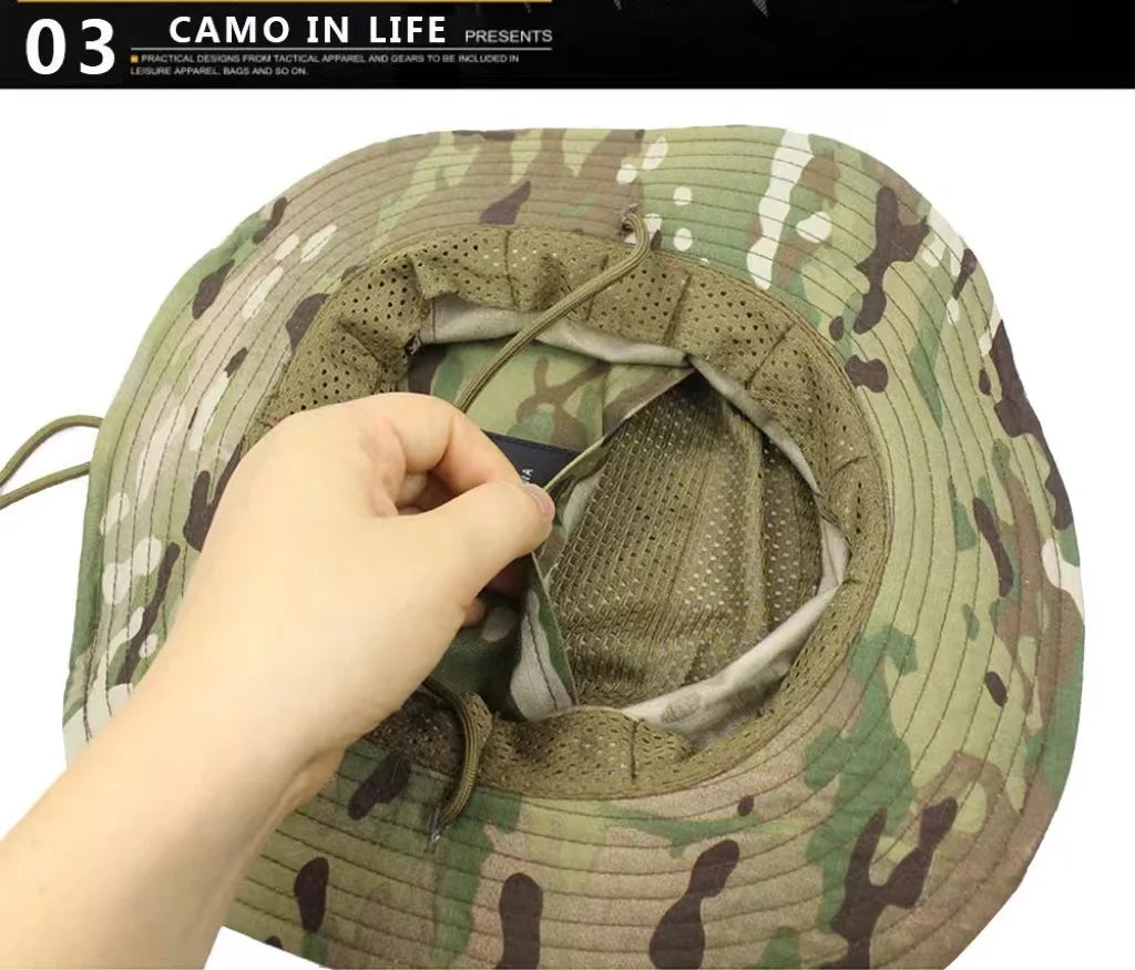 Nouvelle casquette 2025 camouflage tactique – Casquette de type Bonnie à poche carrée – Chapeau bob multicam pour la pêche, la randonnée et les activités de plein air – Protection solaire🚚 Livraison rapide FelizShop
