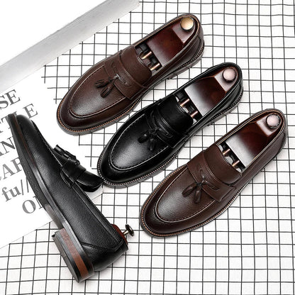 Chaussures pour homme en cuir véritable — Oxford de haute qualité — Sneakers outdoor style italien — Noires — Design élégant pour bureau, jogging ou tenue habillée🚚 Livraison rapide FelizShop