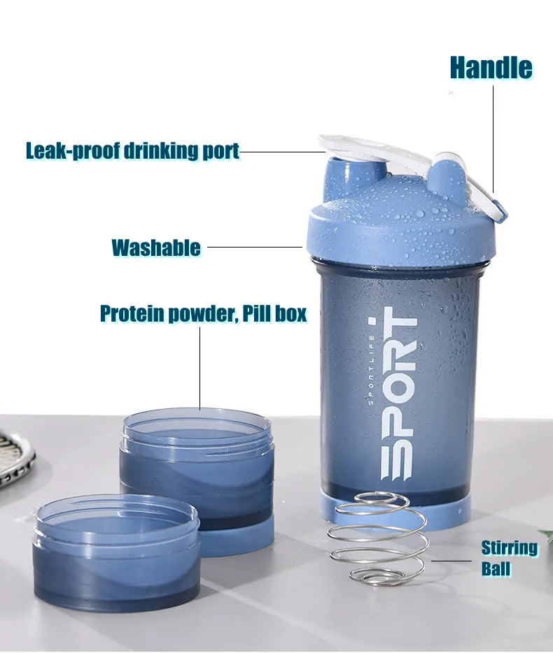 Gourde de sport 500 ml à 3 compartiments — Shaker à protéines, bouteille portable pour extérieur et voyage, anti-fuite, plastique sans BPA
🚚 Livraison rapide en 8 à 12 jours ouvrés depuis la France FelizShop