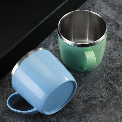 Tasse Inox Double Paroi – Anse Plastique Anti-Chaleur FelizShop