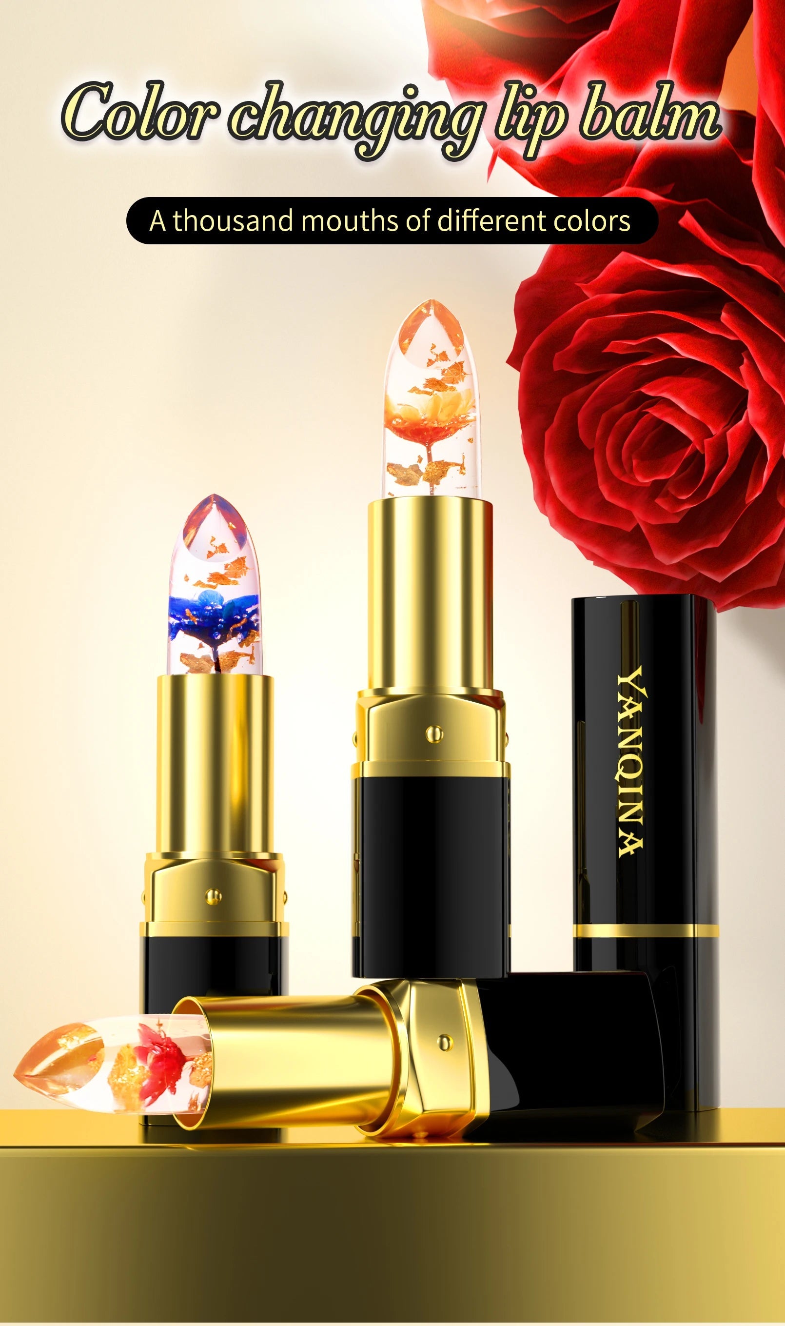 Baume à Lèvres Magique Fleur Cristal – Couleur Thermo-Réactive | Transparent, Longue Tenue & Ultra Hydratant🚚 Livraison rapide FelizShop