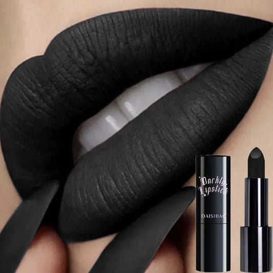 Rouge à Lèvres Mat Noir & Violet – Spécial Halloween | Waterproof & Longue Tenue | Look Gothique & Dramatique🚚 Livraison rapide FelizShop