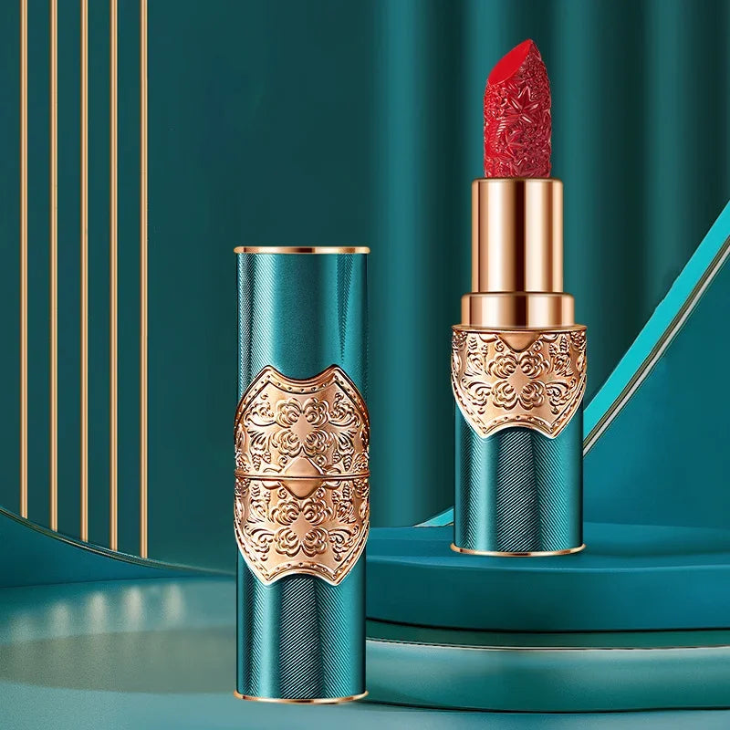 Rouge à Lèvres Gravé Rétro – Rouge Chinois Velours Mat | Waterproof, Non-Transfert & Édition Élégante🚚 Livraison rapide FelizShop