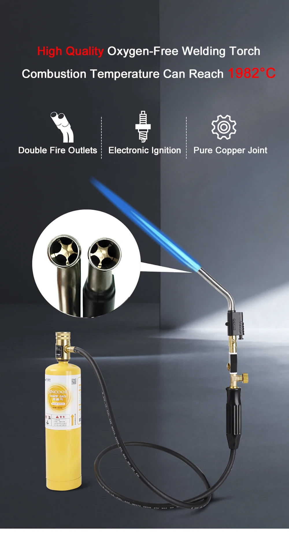 Chalumeau Propane Double Jets 3600℉ avec Allumage Électronique FelizShop