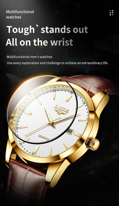 Montre Homme LIGE – Bracelet Cuir Marron – Chronographe Sport & Élégance🚚 Livraison rapide en 8 à 12 jours ouvrés depuis la France FelizShop
