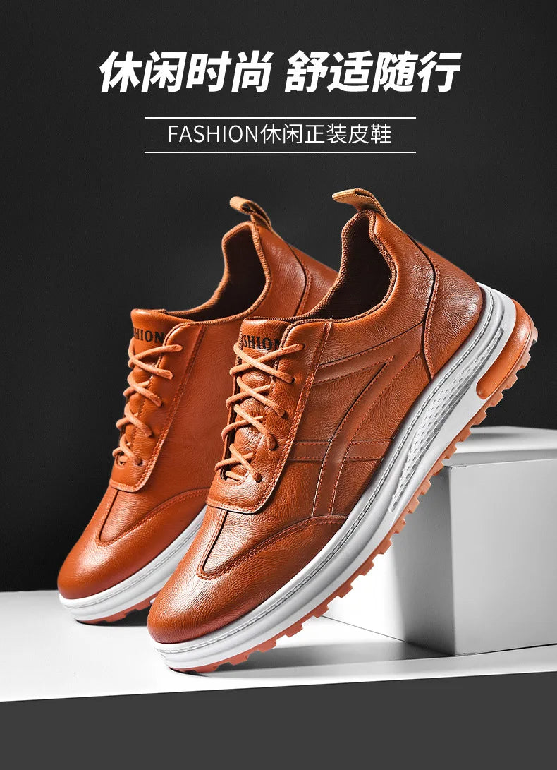 Sneakers en cuir PU pour homme — Chaussures business casual — Baskets respirantes d’extérieur — Mocassins mode pour homme — Chaussures de marche🚚 Livraison rapide FelizShop