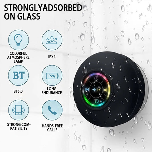 Enceinte Bluetooth Portable Sans Fil avec LED – Haut-parleur Étanche IPX4, Ventouse Puissante, Mini Son Stéréo, Idéal pour la Salle de Bain et l’Extérieur 🚚 Livraison rapide en 8 à 12 jours ouvrés depuis la Fran FelizShop