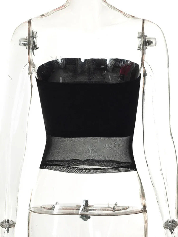 Crop Top Corset Mesh Noir Femme – Patchwork & Tube Top Sexy
Tailles : S à L
Matière : mesh léger, patchwork de tissus
Style : bustier tube, sans manches, épaules dénudées, coupe slim
Saison : été, streetwear
🚚 Li FelizShop