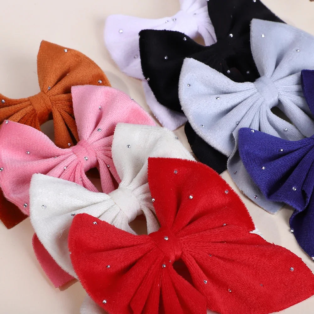 Barrettes Nœud Rouge Velours pour Fille – Lot de 2 Accessoires Cheveux à Pois Étoilés FelizShop