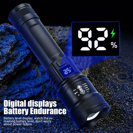 High Strong Power Led Flashlights 2000LM Tactical Torch with Display Light USB Charging Camping Fishing Emergency Zoom Lantern🚚Livraison gratuite rapide et sécurisé FR FelizShop