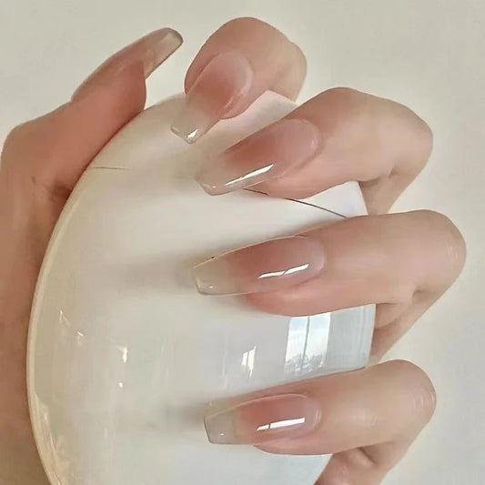 24 faux ongles à presser – Forme coffin rose ombré brillant – Ongles artificiels réutilisables pour femmes – Manucure élégante 🚚 Livraison rapide en 8 à 12 jours ouvrés depuis la France FelizShop