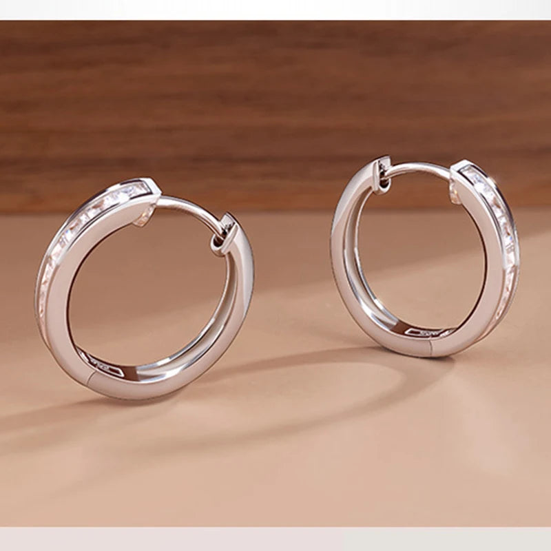 Nouvelles boucles d’oreilles en argent sterling 925 – Anneaux ronds ornés de zircon brillant, bijoux élégants et tendance pour femme, parfaits en cadeau d’anniversaire.🚚 Livraison rapide en 8 à 12 jours ouvrés d FelizShop