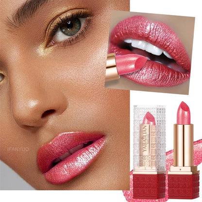 Rouge à Lèvres Pailleté Métallique – 12 Couleurs Intenses | Fini Brillant Nacré, Longue Tenue & Facile à Appliquer🚚 Livraison rapide FelizShop