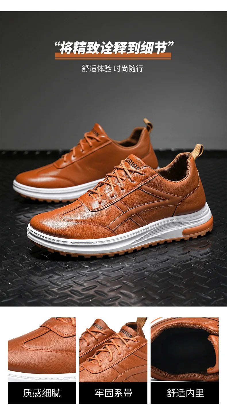 Sneakers en cuir PU pour homme — Chaussures business casual — Baskets respirantes d’extérieur — Mocassins mode pour homme — Chaussures de marche🚚 Livraison rapide FelizShop