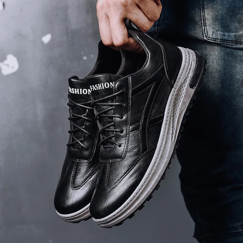 Sneakers en cuir PU pour homme — Chaussures business casual — Baskets respirantes d’extérieur — Mocassins mode pour homme — Chaussures de marche🚚 Livraison rapide FelizShop
