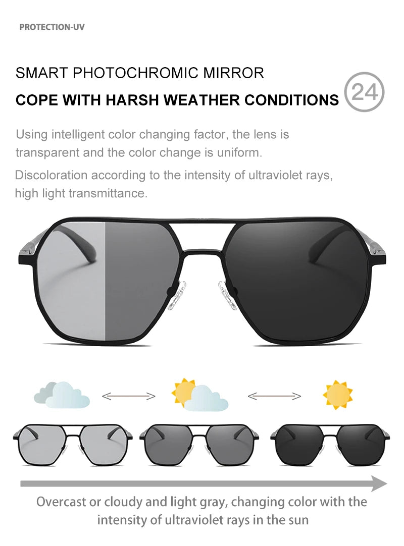 Lunettes de Soleil Photochromiques de Luxe – Polarisées & Anti-Éblouissement – Unisexe UV400🚚 Livraison rapide en 8 à 12 jours ouvrés depuis la France FelizShop