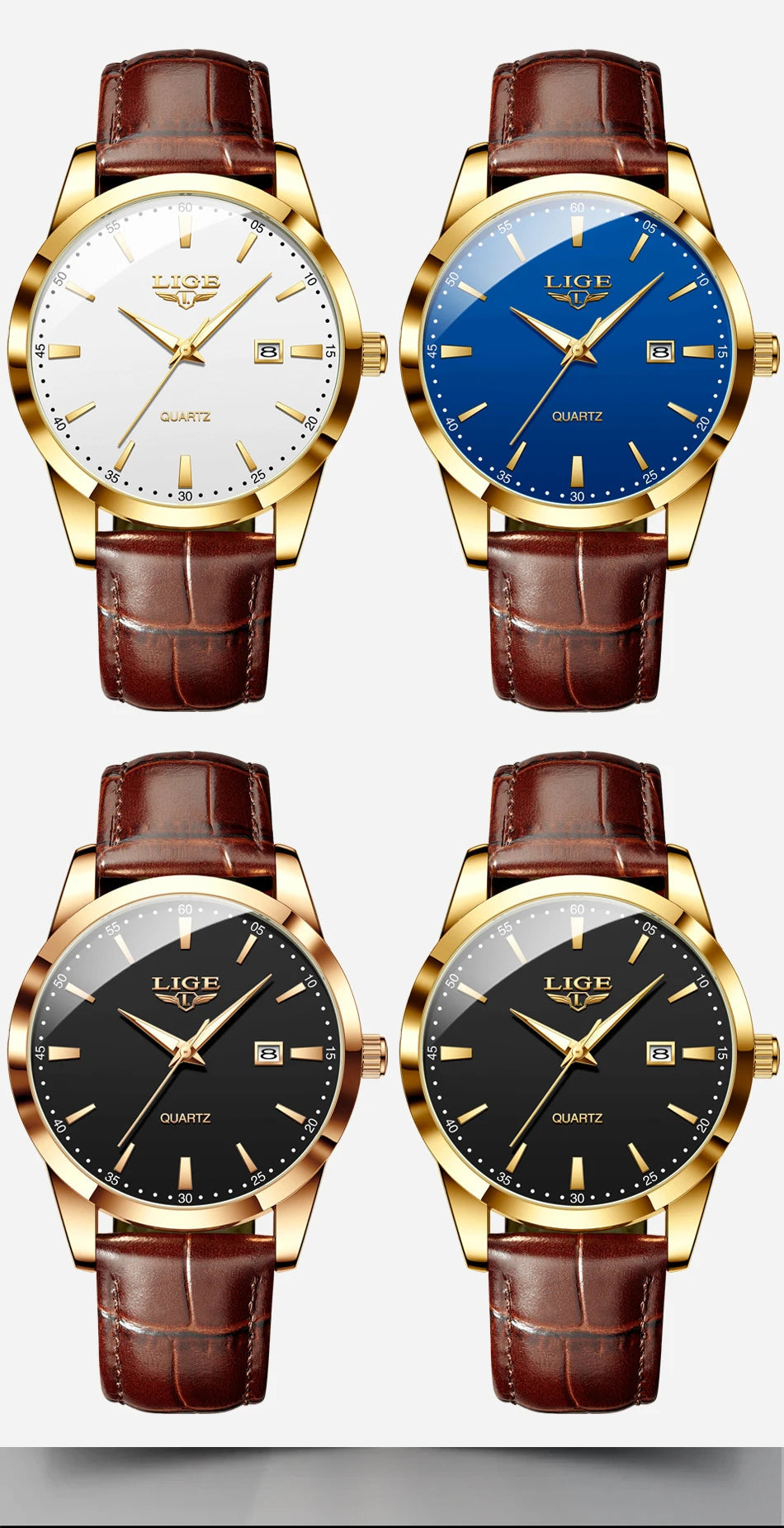 Montre Homme LIGE – Bracelet Cuir Marron – Chronographe Sport & Élégance🚚 Livraison rapide en 8 à 12 jours ouvrés depuis la France FelizShop