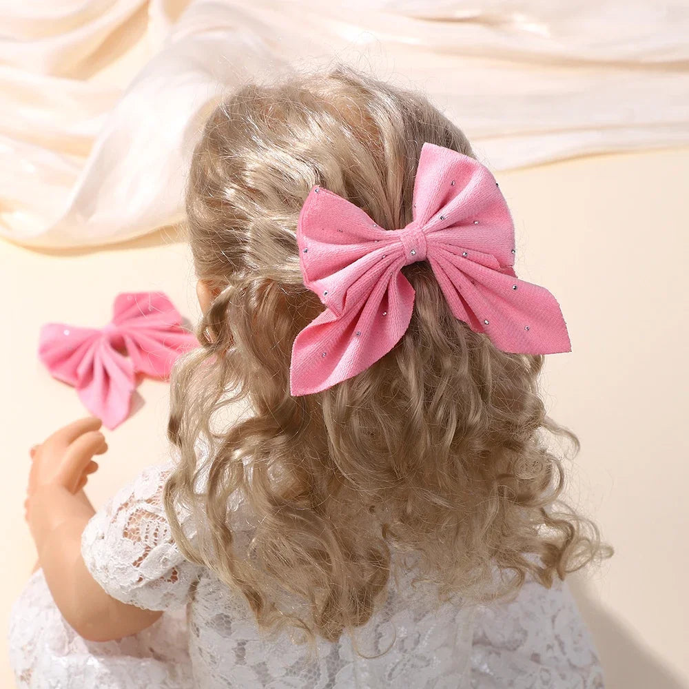 Barrettes Nœud Rouge Velours pour Fille – Lot de 2 Accessoires Cheveux à Pois Étoilés FelizShop
