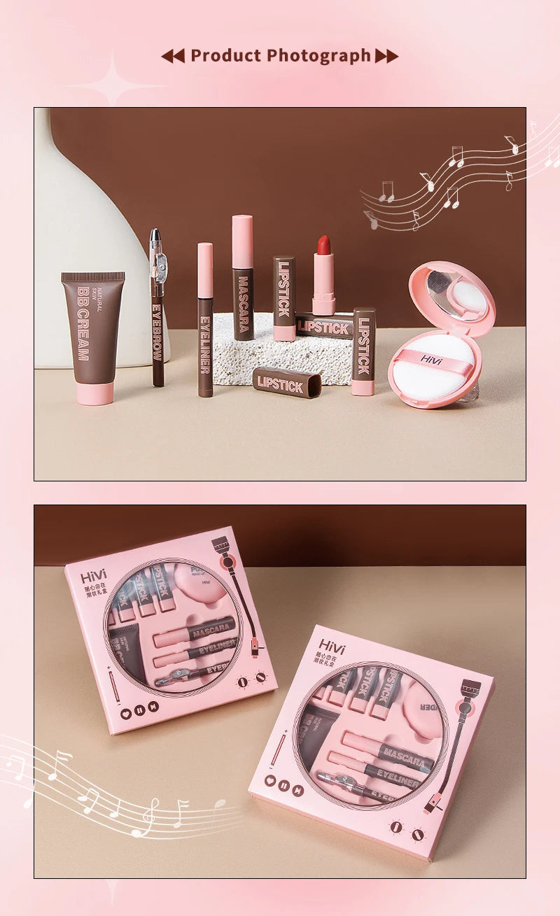 Coffret Maquillage HiVi Édition Limitée – Cadeau de Saint-Valentin pour Femme | Rouge à Lèvres, Poudre, Fixateur & Plus🚚 Livraison rapide FelizShop
