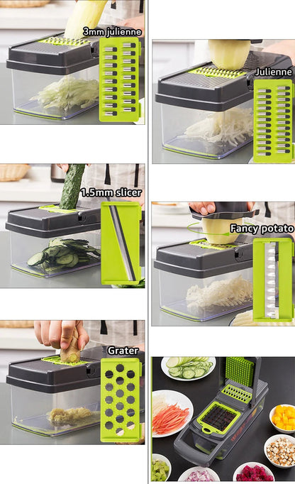Coupe-Légumes Multifonction – Mandoline Manuelle 7-en-1 | Râpe, Éminceur & Trancheuse pour Fruits et Légumes🚚 Livraison rapide en 8 à 12 jours ouvrés depuis la France FelizShop