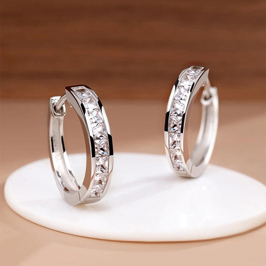 Nouvelles boucles d’oreilles en argent sterling 925 – Anneaux ronds ornés de zircon brillant, bijoux élégants et tendance pour femme, parfaits en cadeau d’anniversaire.🚚 Livraison rapide en 8 à 12 jours ouvrés d FelizShop