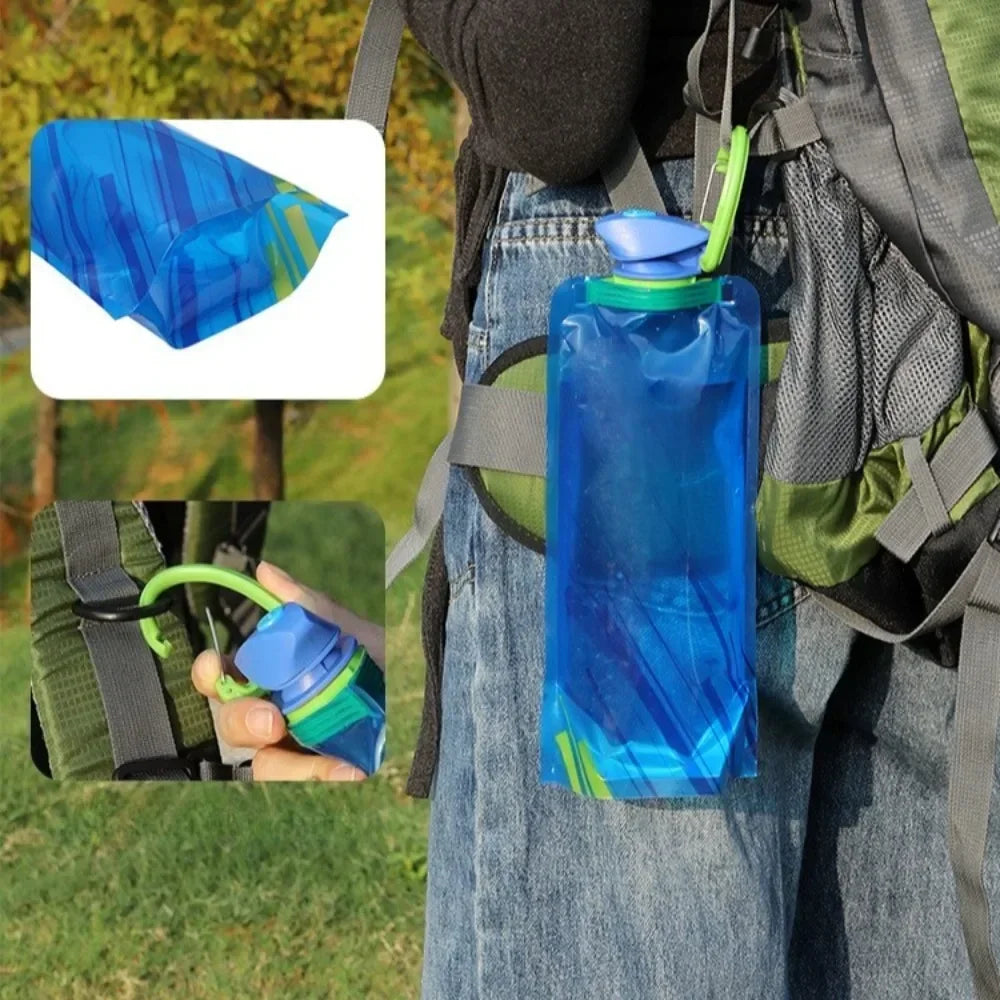 Gourde souple pliable portable 700 ml — Sac d’eau réutilisable pour activités outdoor — Avec mousqueton 🚚 Livraison rapide en 8 à 12 jours ouvrés depuis la France FelizShop