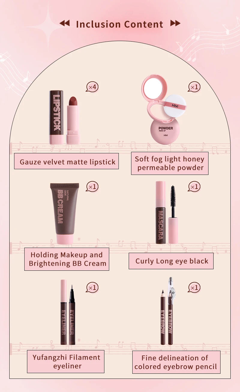 Coffret Maquillage HiVi Édition Limitée – Cadeau de Saint-Valentin pour Femme | Rouge à Lèvres, Poudre, Fixateur & Plus🚚 Livraison rapide FelizShop