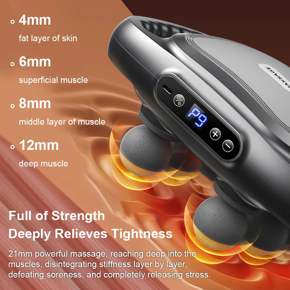Pistolet de massage fascia haute fréquence — Appareil de massage musculaire dos et taille, 6 têtes interchangeables — Massage professionnel pour le corps et les épaules🚚 Livraison rapide en 8 à 12 jours ouvrés dep FelizShop