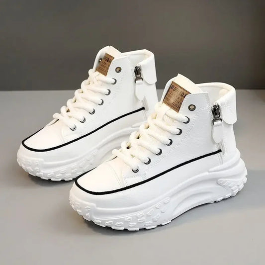 Baskets Montantes Femme Automne/Hiver 2024 – Chaussures Décontractées Légères à Semelle Épaisse avec Talon Intérieur Compensé, Idéales pour les Petites Statures🚚 Livraison rapide en 8 à 12 jours ouvrés depuis FelizShop