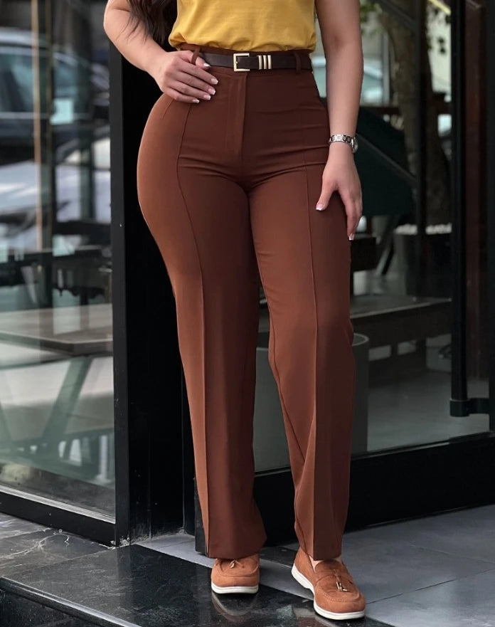 Pantalon femme – Nouveau modèle automne, taille haute, jambe droite, coupe élégante et ajustée. Parfait pour le travail, les déplacements et un look chic au quotidien.🚚Livraison gratuite rapide et sécurisé FR FelizShop