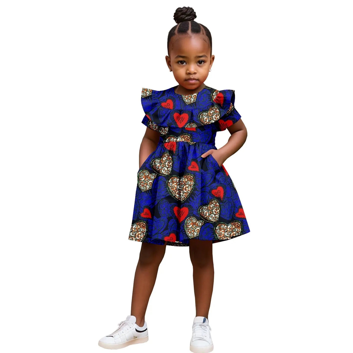 Robe Africaine Fille – Imprimé Wax Dashiki à Volants Été FelizShop