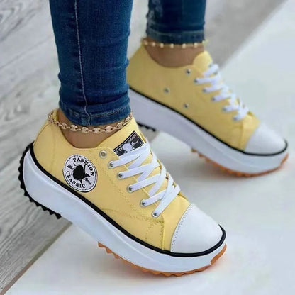Baskets Femme 2025 en Toile Imprimée – Chaussures Plates à Lacets, Style Décontracté, Sneakers Casual pour Femme🚚 Livraison rapide en 8 à 12 jours ouvrés depuis la France FelizShop