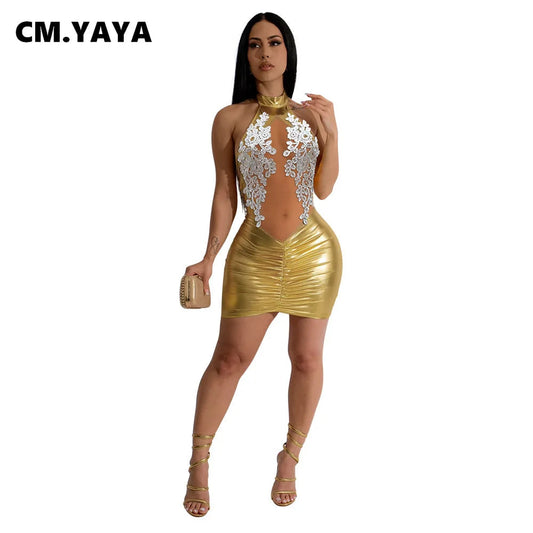 CM.YAYA Women O-neck Mini Dress Sleeveless Mesh See Through Sexy Pencil Dresses Sexy Night Club party Evening Vestidos Summer 🚚 Livraison rapide en 8 à 12 jours ouvrés depuis la France FelizShop