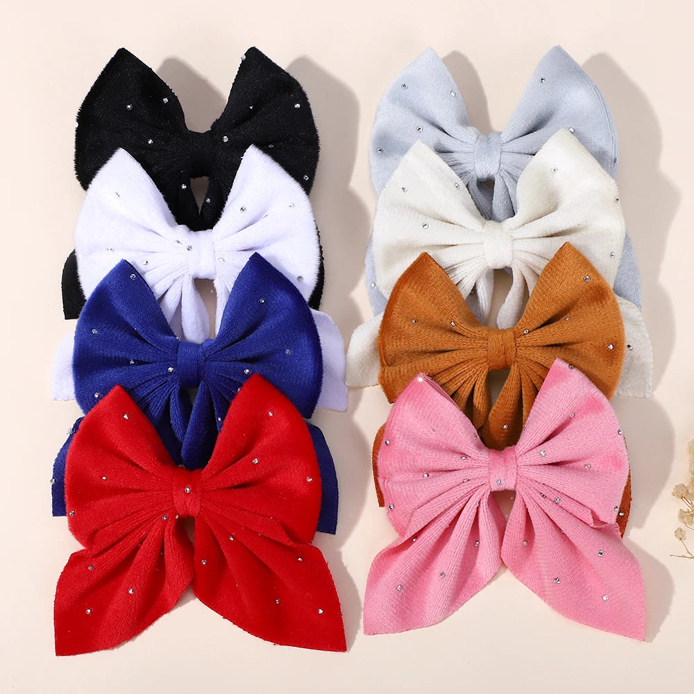 Barrettes Nœud Rouge Velours pour Fille – Lot de 2 Accessoires Cheveux à Pois Étoilés FelizShop