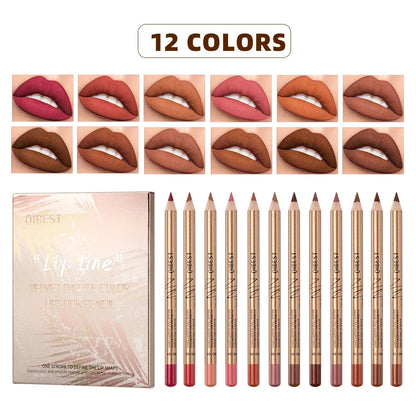 Set 12 Crayons à Lèvres Mat – Waterproof & Longue Tenue | Lip Liner Non-Transfert pour Contour Précis & Maquillage Parfait🚚 Livraison rapide FelizShop