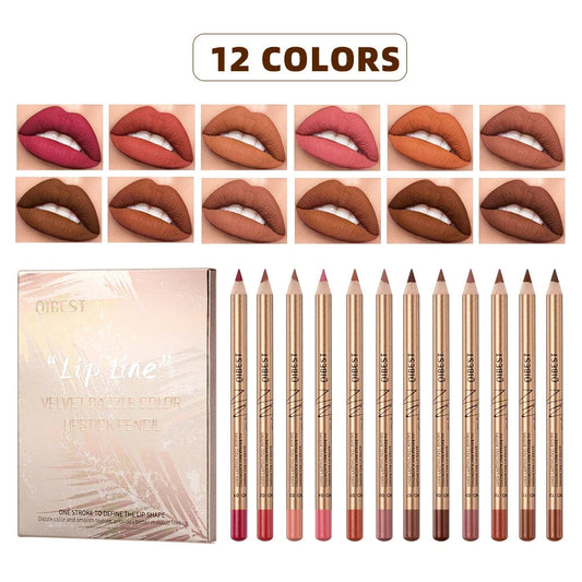 Set 12 Crayons à Lèvres Mat – Waterproof & Longue Tenue | Lip Liner Non-Transfert pour Contour Précis & Maquillage Parfait🚚 Livraison rapide FelizShop